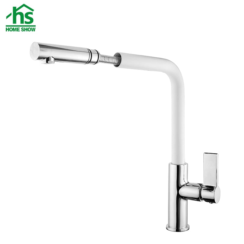 Wholesale Custom Cheap Economical White Kitchen Taps With Pull Out Spray Factory C03 1220