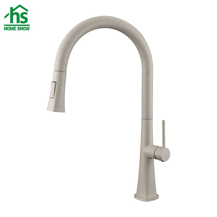 Factory Price Beige Color Brass Material Pull Out Kitchen Fuacet Supplier C03-1417