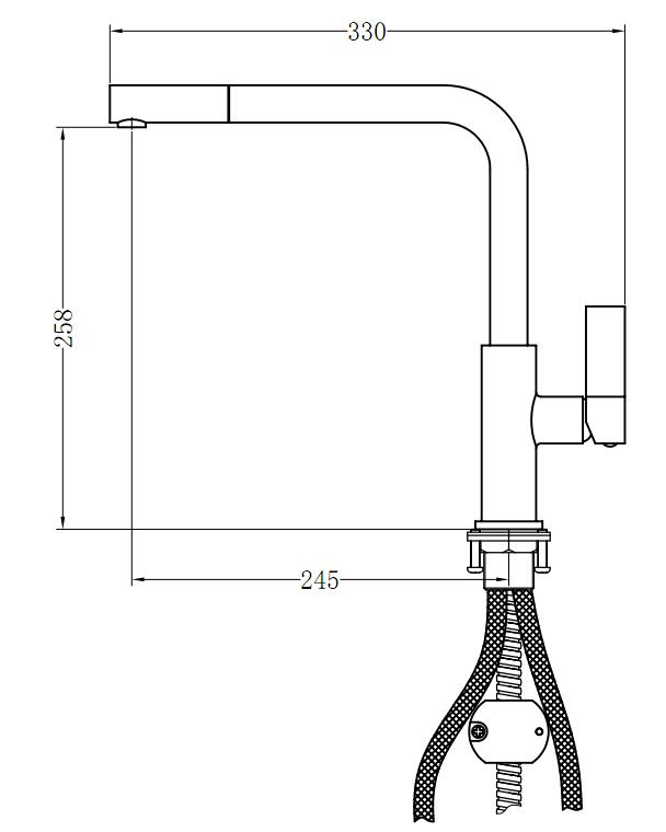 Wholesale L Shape Kitchen Faucet Single Handle Pull Out Sprayer Factory C03 1214