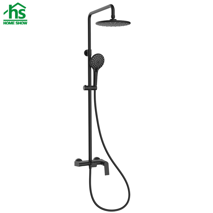 Factory OEM Luxury Black Color Wall Mount Rainfall Shower System Set for Bathroom Supplier