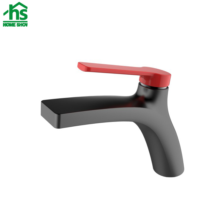 Factory Custom Supply Black and Red Brass Bathroom Wash Faucets Basin Mixer Taps