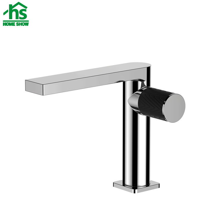Custom Square Single Lever Chrome with Black Handle Basin Sink Mixer Factory M26 7009