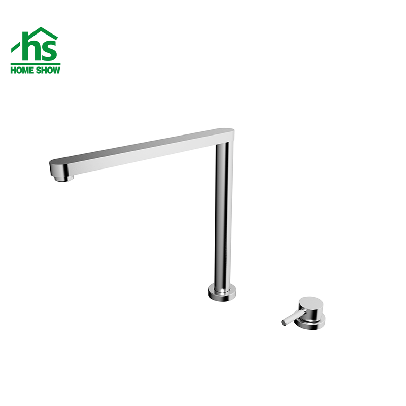 Brushed 2 Holes Fold-able Adjustable Spout Height Lift-able Kitchen Tap C03 1606
