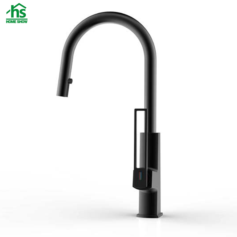 Brass Pull Out Spray Matt Black Color Kitchen Faucet Hot Cold Water Tap C30 2001