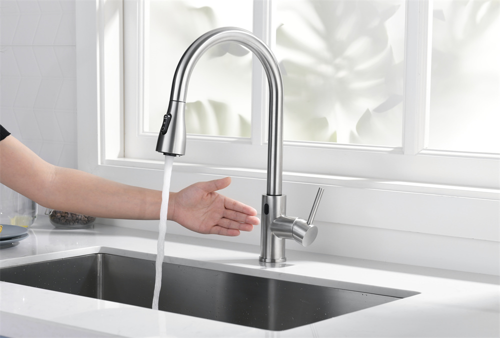Wholesale Ecnomic Stainless Steel Sensor No Touch Pull Out Kitchen Sink Faucet Tap C03 1733