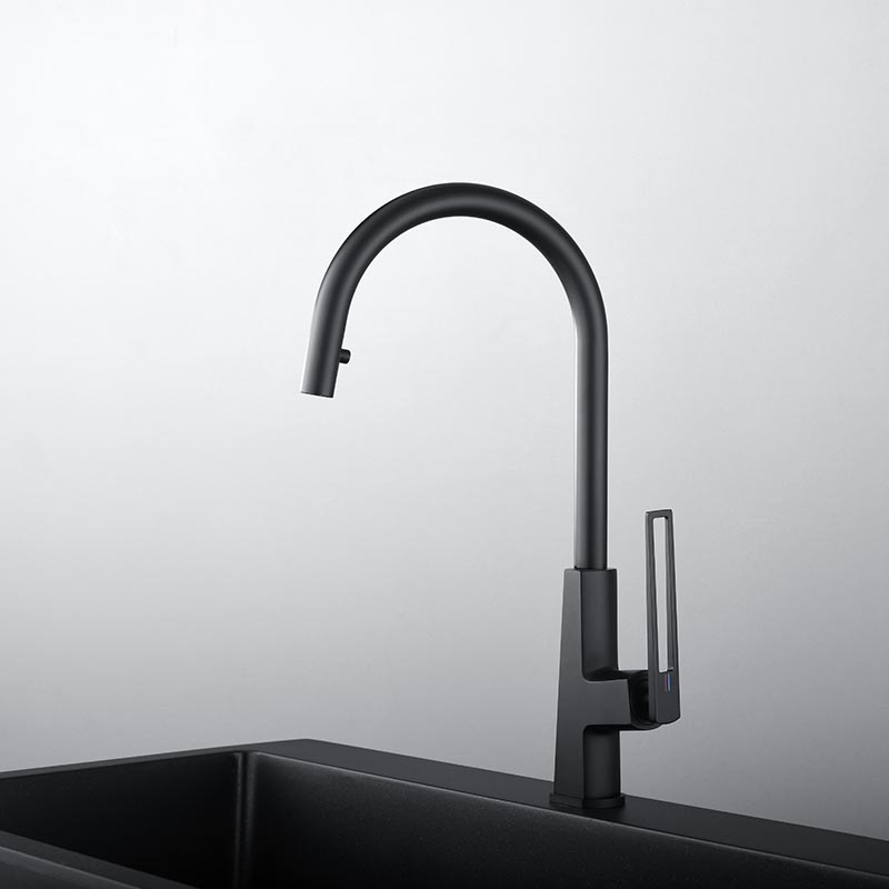 Wholesale Brass Pull Out Spray Matt Black Color Kitchen Faucet Hot Cold Water Tap C30 2001