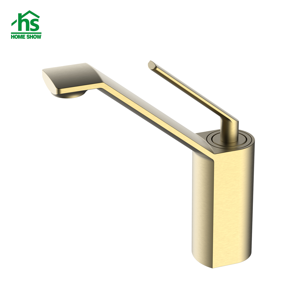 Factory Direct Sell Brushed Gold Tall Size Brass Single Level Basin Mixer Faucet M42 4002