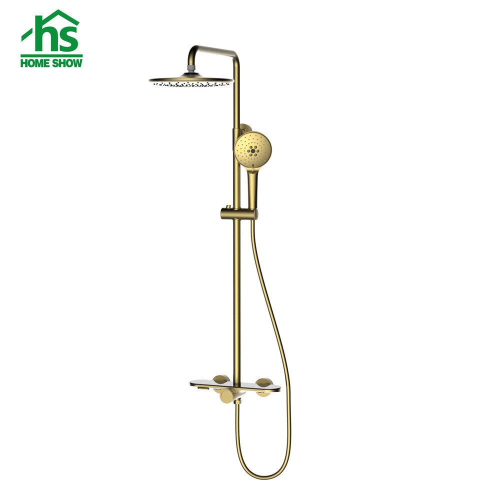 Factory Wholesale Bathroom Wall Mounted Brushed Gold Thermostatic Shower Faucet for Bathroom D05 2025