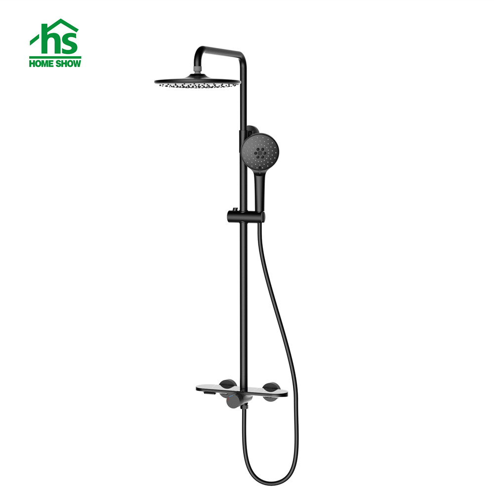 Modern Hotel Bathroom Classic Matt Black Wall Mounted Multifunction Shower Faucet Set D05 2024