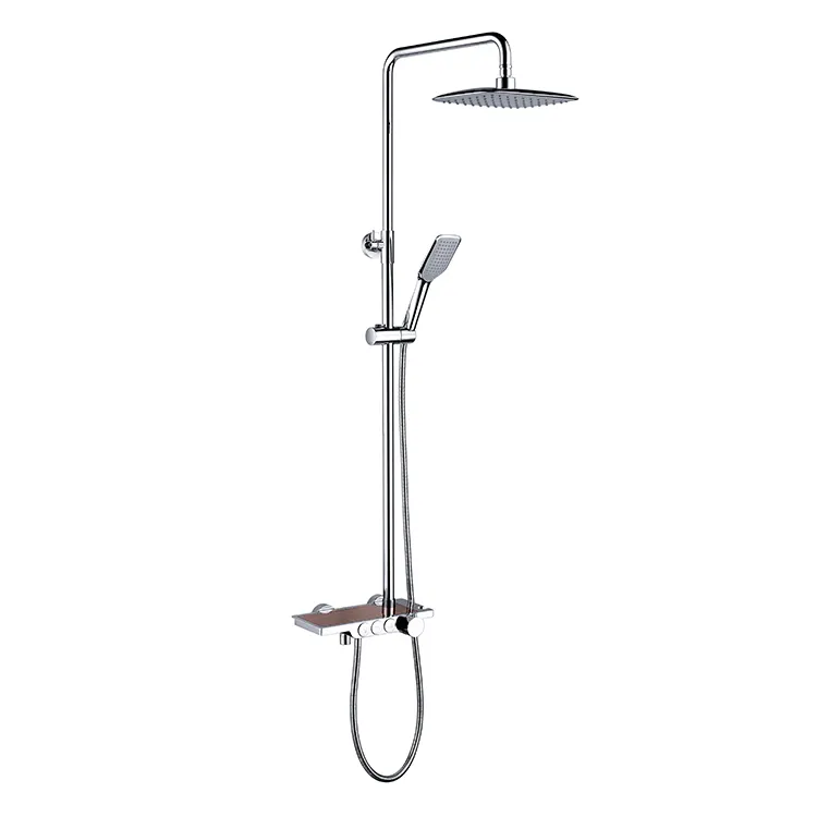 New Version Classic Matte Brass Black Wall Mounted Bathroom Shower Set with Shelf  D05 1403