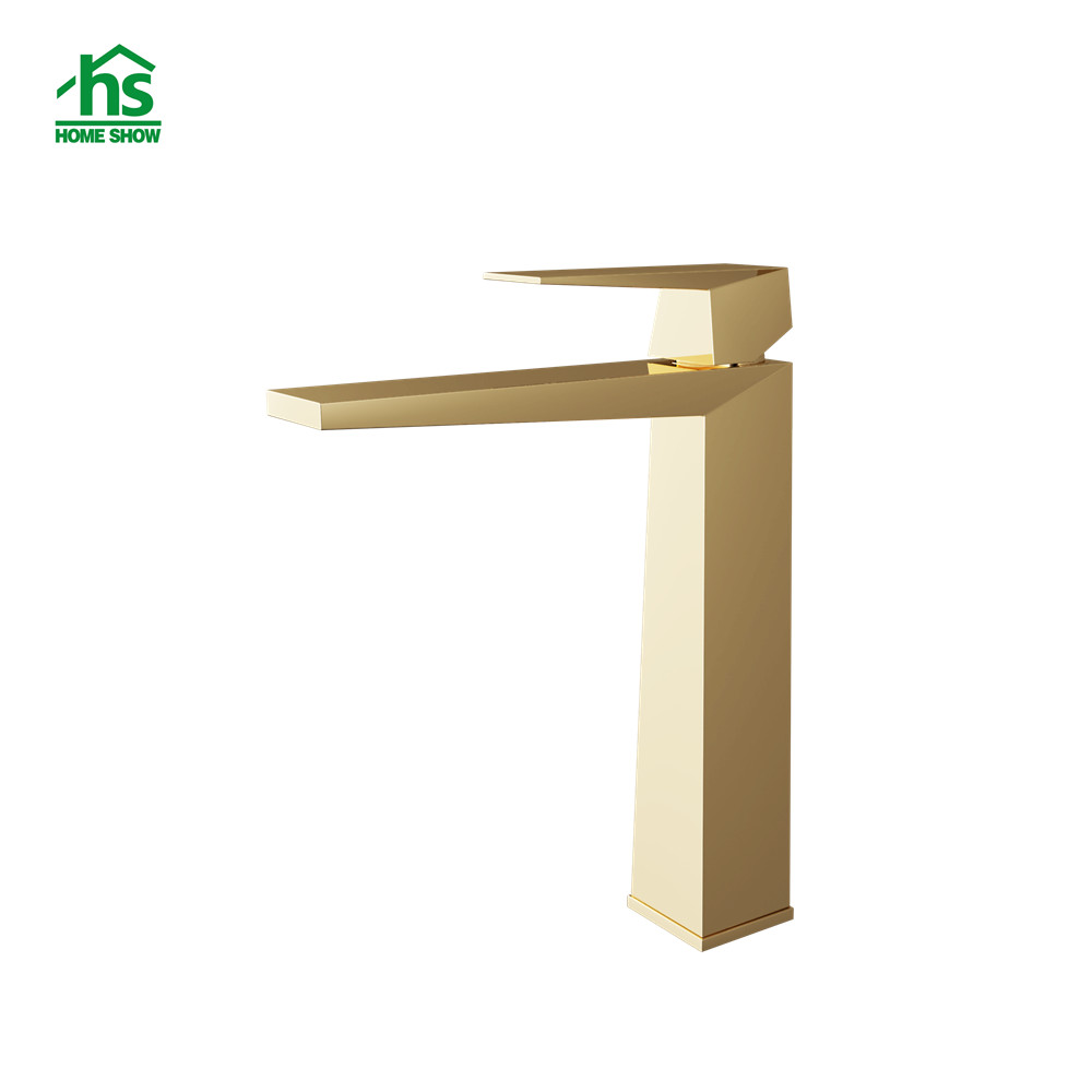 OEM Middle Size Gold Surface Single Level Basin Mixer Taps with Rose Gold Handle M43 3002