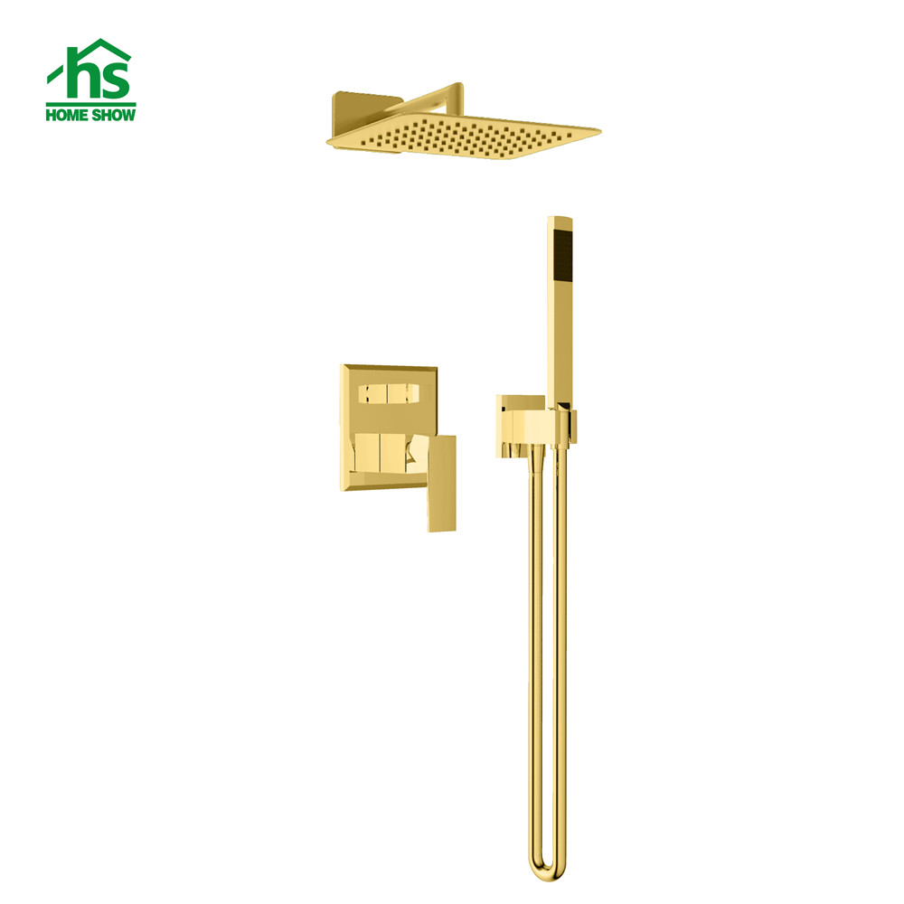 Factory Quality Wall Concealled Two Function  Gold Surface Shower Mixer Set with Valve Control and Hand Shower D43 3002