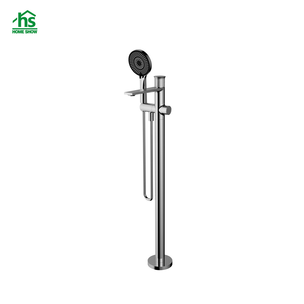 Factory Wholesale Chrome Finish Floor Standing Bathtub Mixer with Hand Shower,1.5M Shower Hose