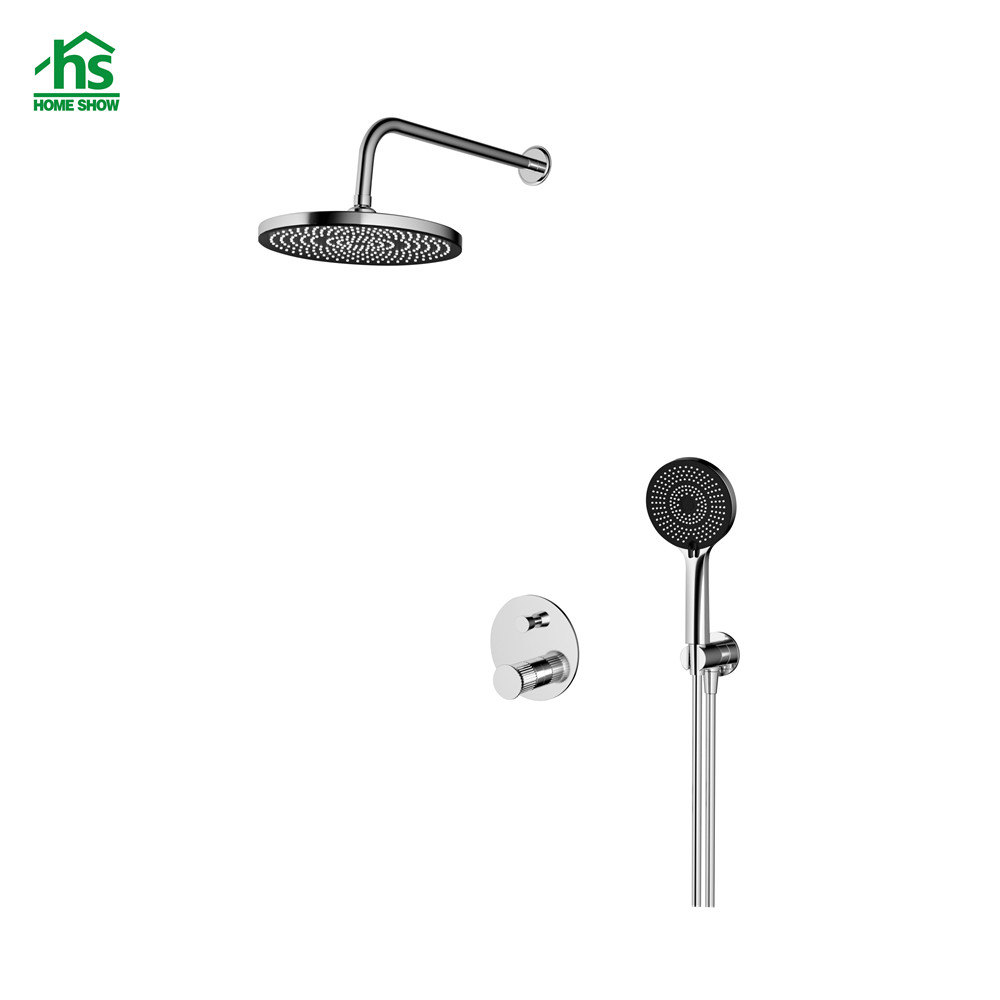 Brass Material Chrome 2 Function In Wall Bath&Shower Mixer Faucet Set with Head Shower&Hand Shower